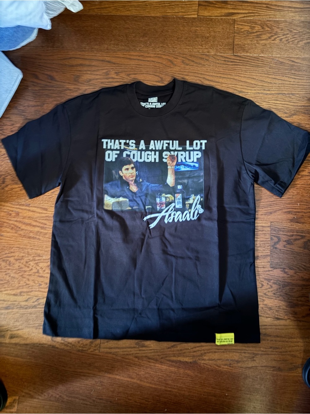 Black Graphic Short-Sleeve Tee with Bold Front Print